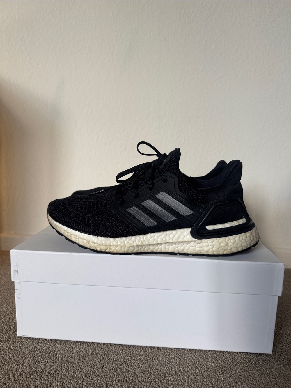 Adidas UltraBoost 21 Primeblue Black Running Shoes Men’s Size 8 FY3457